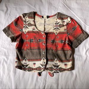 Vintage Southwestern Crop Tie-back top